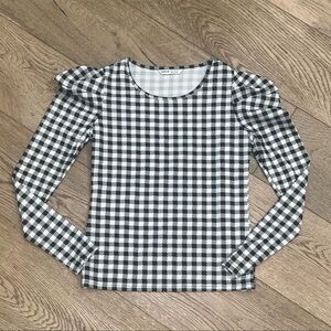 Girls Black and White Checkered Top